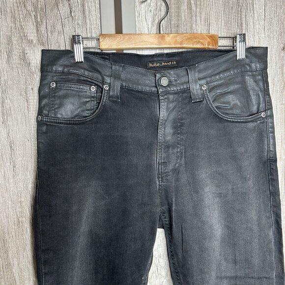Nudie Jeans Size 33 x 34 (29) Lean Dean Black Color Slim Fit Organic Cotton - Picture 2 of 12